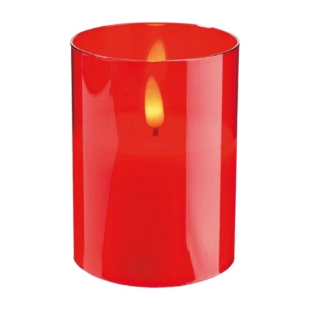 LED-Kerze im Glas rot mit Flackereffekt